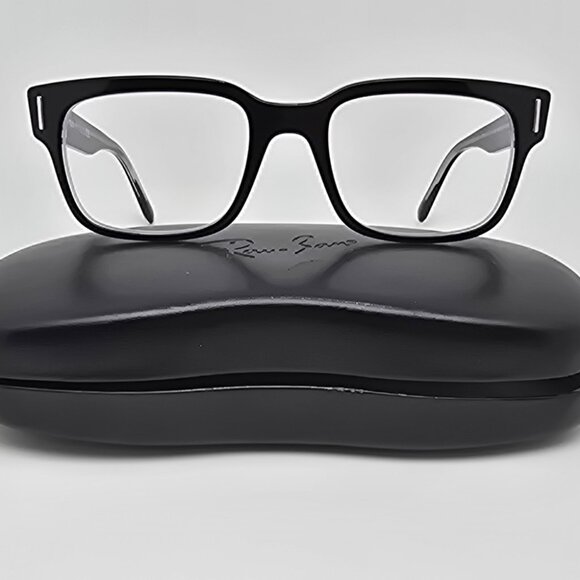 Ray-Ban RB5388 2034 Jeffrey Black on Transparent Eyeglasses Frame w/ Case 53mm - Picture 1 of 16